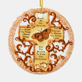 Gold Serenity Cross-round ornament van keramiek