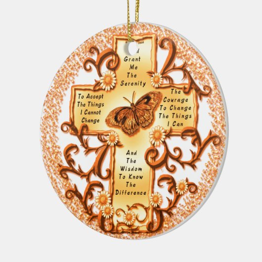 Gold Serenity Cross-round ornament van keramiek (Links)
