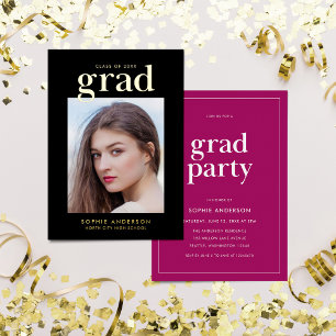 Gold Serif Custom Color Graduation Party Folie Uitnodiging