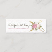 Gold Sewing Scissors Shabby Floral Social Media Mini Visitekaartje (Voorkant)