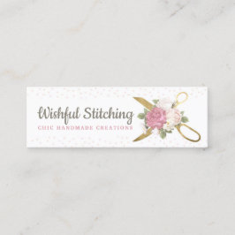 Gold Sewing Scissors Shabby Floral Social Media Mini Visitekaartje