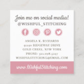 Gold Sewing Scissors Shabby Floral Social Media Vierkante Visitekaartje (Achterkant)