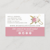 Gold Sewing Scissors Shabby Floral Social Media Visitekaartje (Achterkant)