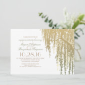 Gold Shades Willow Tree Elegant Engagement Party Kaart (Staand voorkant)