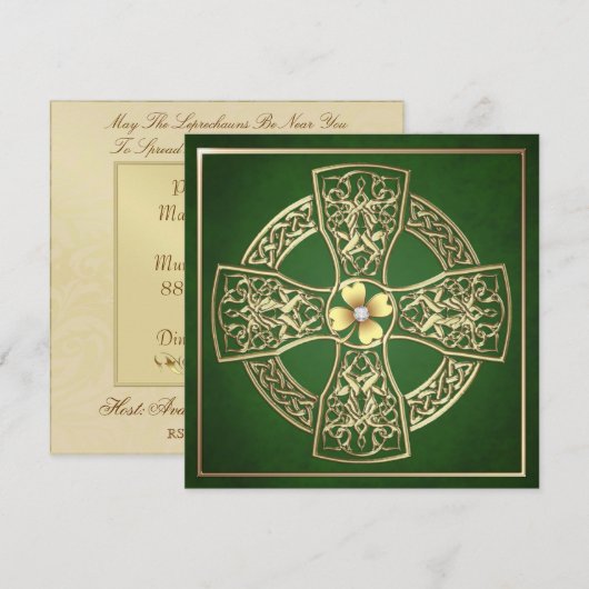 Gold Shamrock Celtic Cross St Patrick's Day Kaart (Voorkant / Achterkant)