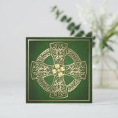 Gold Shamrock Celtic Cross St Patrick's Day Kaart (Staand voorkant)
