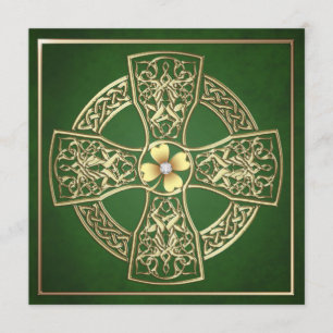 Gold Shamrock Celtic Cross St Patrick's Day Kaart