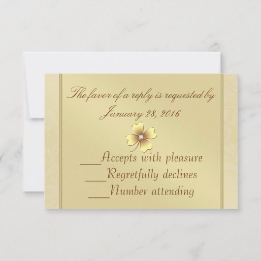 Gold Shamrock Celtic St Patrick's Day Rsvp (Achterkant)