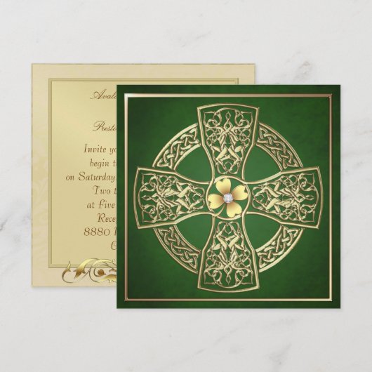 Gold Shamrock Celtic St Patrick's Day Wedding Kaart (Voorkant / Achterkant)