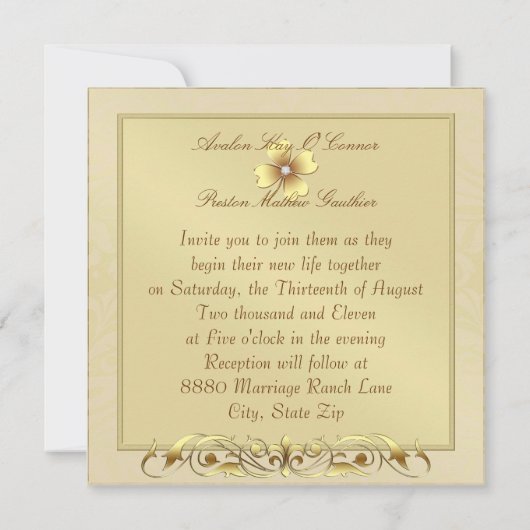 Gold Shamrock Celtic St Patrick's Day Wedding Kaart (Achterkant)