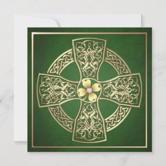 Gold Shamrock Celtic St Patrick's Day Wedding Kaart (Voorkant)