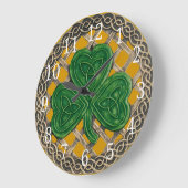 Gold Shamrock en Celtic Knots  Grote Klok (Hoek)