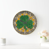 Gold Shamrock en Celtic Knots  Grote Klok (Huis)