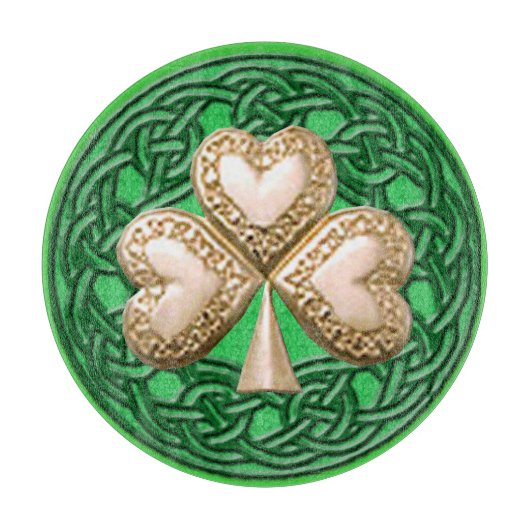 Gold Shamrock on Celtic Knoins Cutting Board Snijplank (Voorkant)