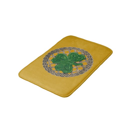 Gold Shamrock on Celtic Knots Bath Mat (Gekanteld)