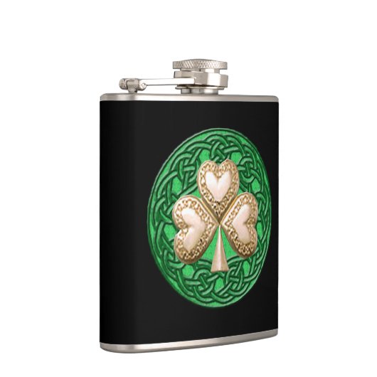 Gold Shamrock on Celtic Knots Flask Heupfles (Rechts)