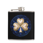 Gold Shamrock on Celtic Knots Flask Heupfles (Voorkant)