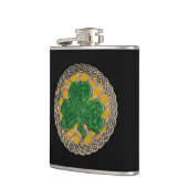 Gold Shamrock on Celtic Knots Flask Heupfles (Links)