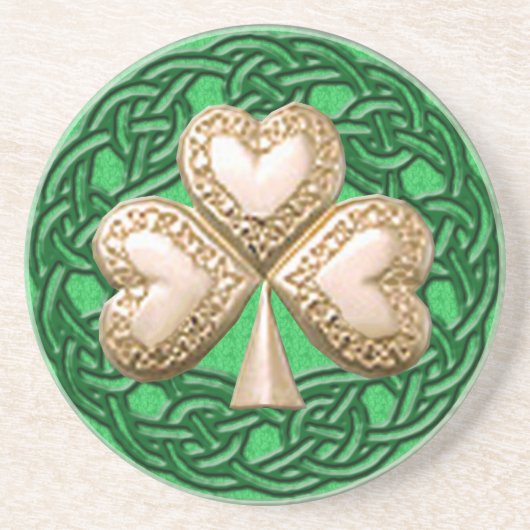 Gold Shamrock on Celtic Knots Onderzetter (Voorkant)