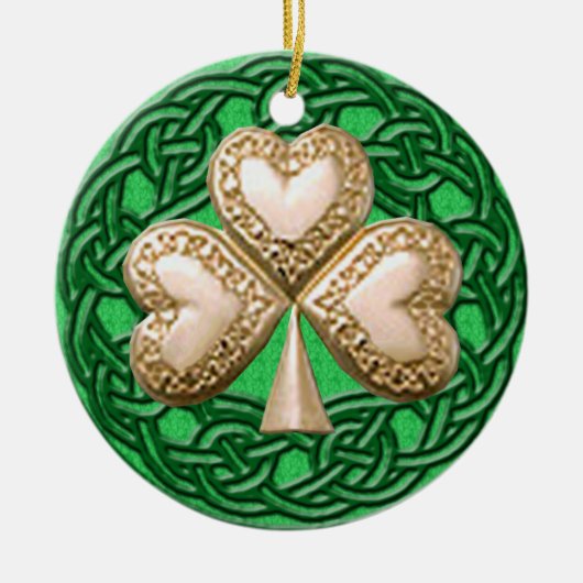 Gold Shamrock on Celtic Knots Ornament (Voorkant)