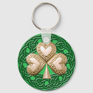 Gold Shamrock on Celtic Knots Sleutelhanger