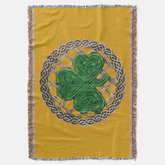 Gold shamrock on Celtic Knowand Blanket Deken (Voorkant Verticaal)