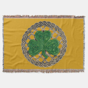 Gold shamrock on Celtic Knowand Blanket Deken