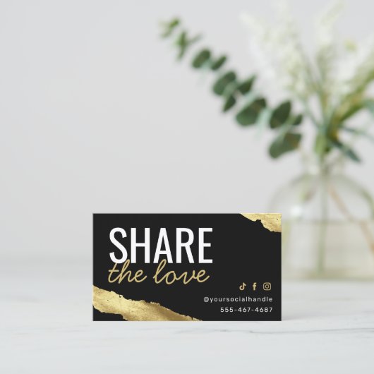 Gold Share The Love Reference Card Visitekaartje (Staand voorkant)