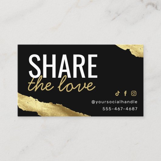 Gold Share The Love Reference Card Visitekaartje (Voorkant)