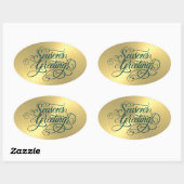 Gold Sheen Blauwgroen Seizoen Groetings Sticker (Vel)