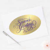 Gold Sheen Paars Season's Greetings Sticker (Envelop)