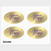 Gold Sheen Paars Season's Greetings Sticker (Vel)