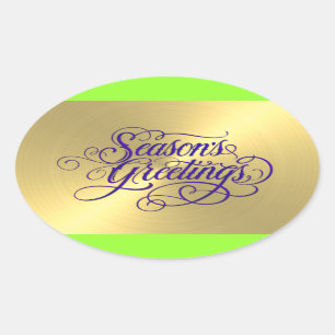 Gold Sheen Paars Season's Greetings Sticker