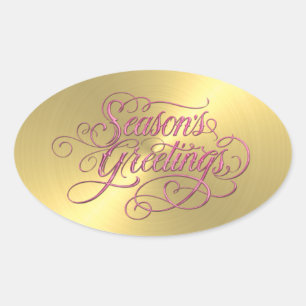 Gold Sheen Pink Seizoen Sticker groet