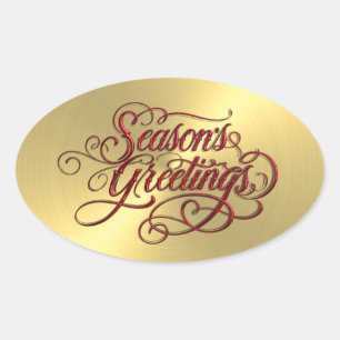Gold Sheen Red Season's Sticker