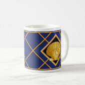 Gold Shell & Ship Rope Navy Blue Nautical Mok/Cup Koffiemok (Voorkant rechts)