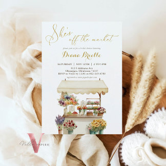 Gold She's Off The Market Uitnodiging voor een bru