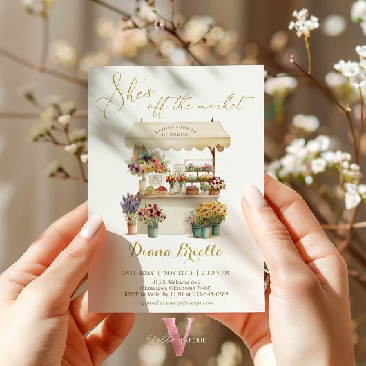 Gold She's Off The Market Uitnodiging voor een bru