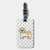 Gold Shih Tzu Cute Cartoon Dog & Custom Text Bagagelabel (Voorkant verticaal)