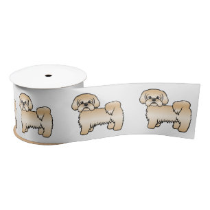 Gold Shih Tzu Cute Cartoon Dog Illustratie Satijnen Lint