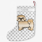 Gold Shih Tzu Cute Cartoon Dog & Name Kleine Kerstsok (Achterkant)