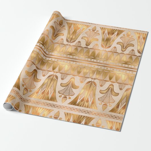 Gold Shimmer Art Deco Cadeaupapier (Uitgerold)