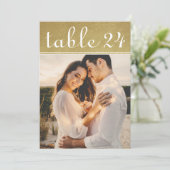 Gold Shimmer Bruiloft Foto Tafelnummer (Staand voorkant)