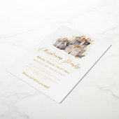 Gold Shimmer Cadeaus Kerstfeest Folie Uitnodiging (Gedraaid)