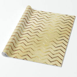 Gold Shimmer Chevron op Gold Cadeaupapier