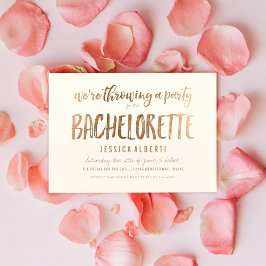 Gold Shimmer Chic Bachelorette Party Kaart