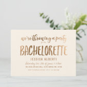 Gold Shimmer Chic Bachelorette Party Kaart (Staand voorkant)