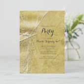 Gold Shimmer Crystal Glam Party-uitnodigingen Kaart (Staand voorkant)