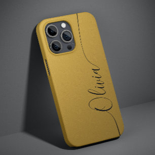 Gold Shimmer Elegant Calligraphy Script Name Case-Mate iPhone 14 Hoesje