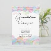 Gold Shimmer en Bubble Rainbow 1st Birthday Kaart (Staand voorkant)